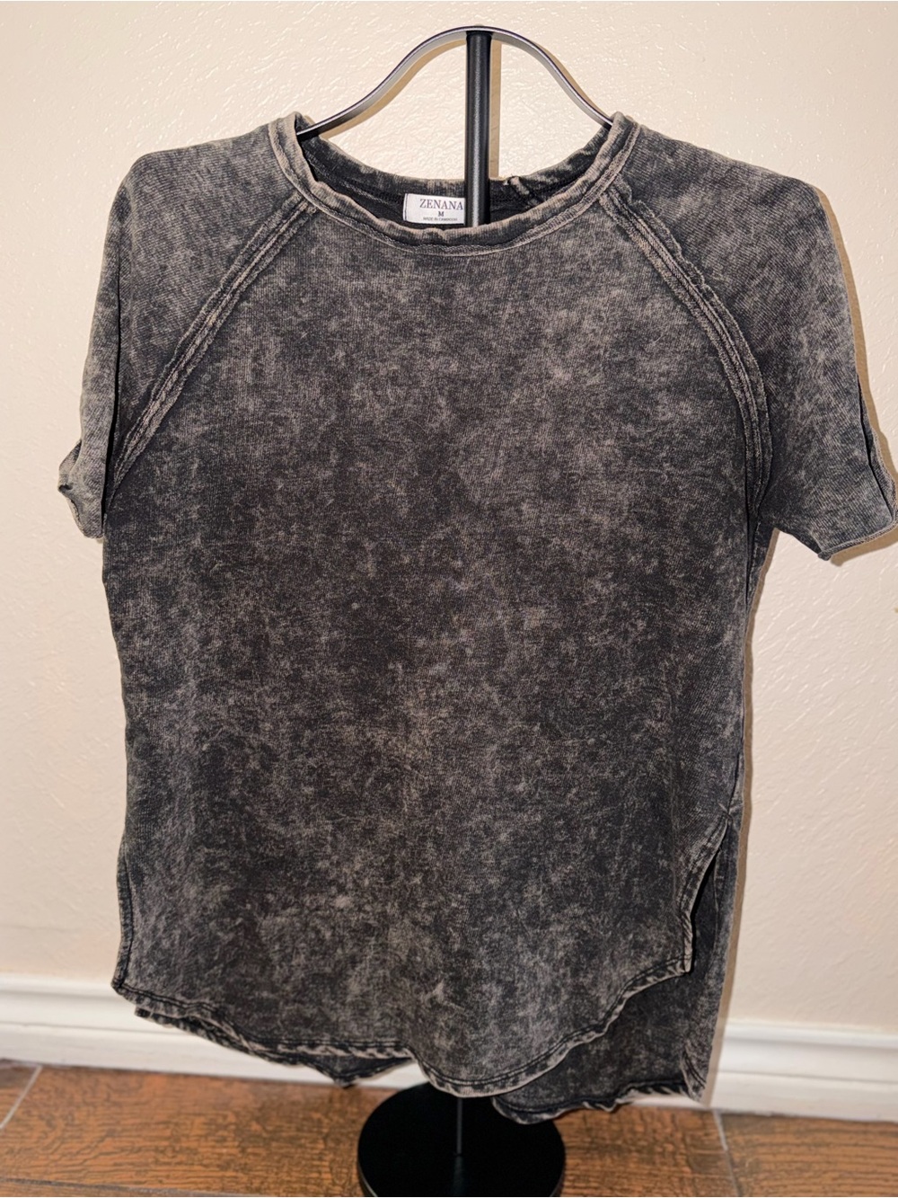 Zenana Outfitters Mineral Wash Short Sleeve Crewneck Tee - Black